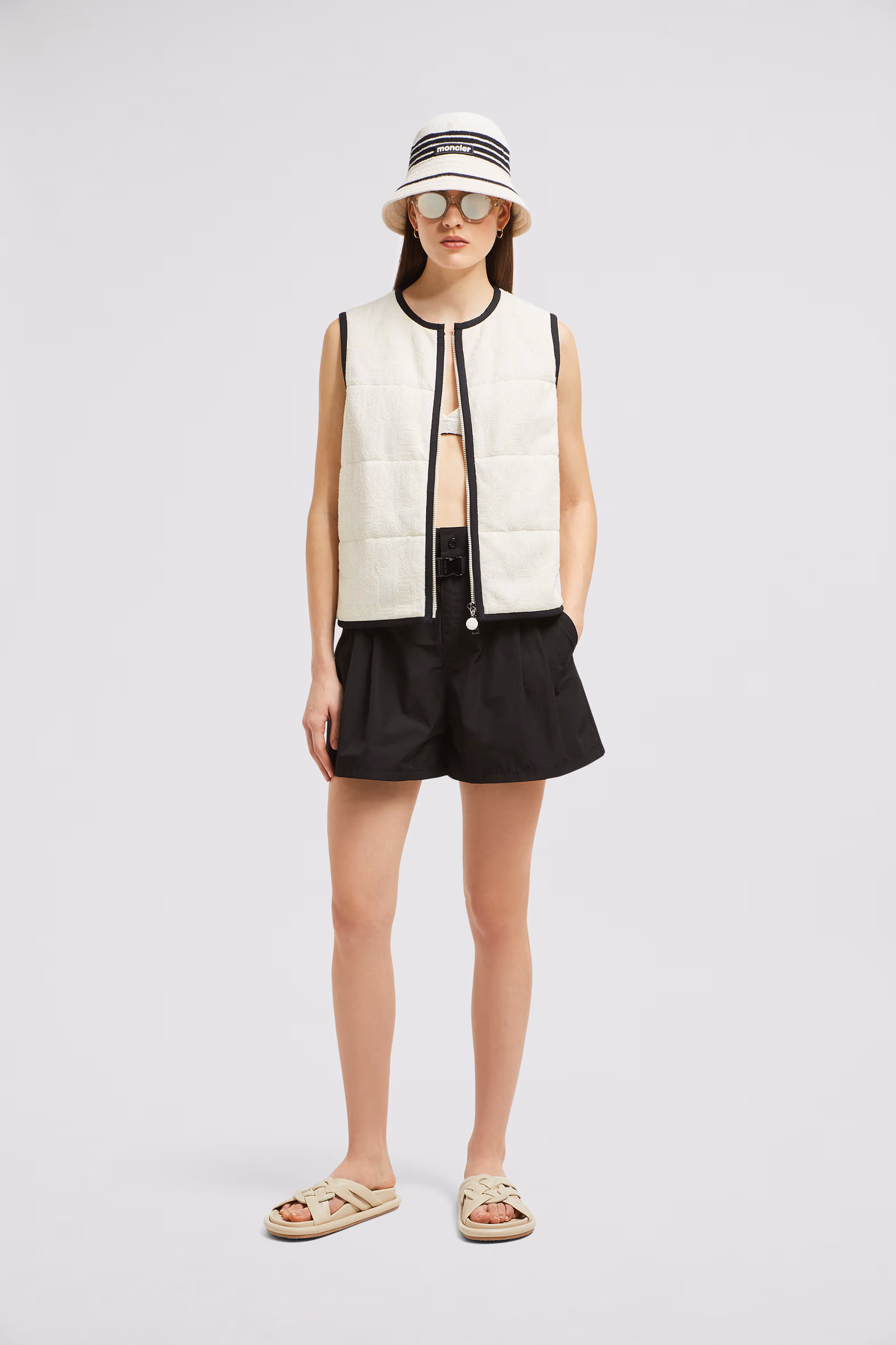 Terry Cloth Logo Jacquard Padded Vest Women White Moncler